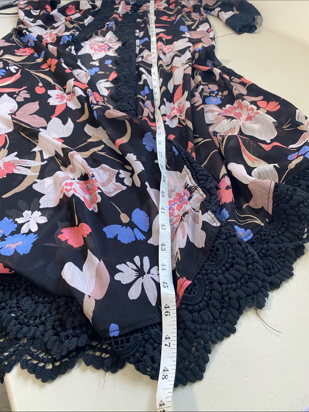 Torrid Floral Lace-Trim Sheer Kimono Duster - Black Floral sz 1X - Picture 11 of 16